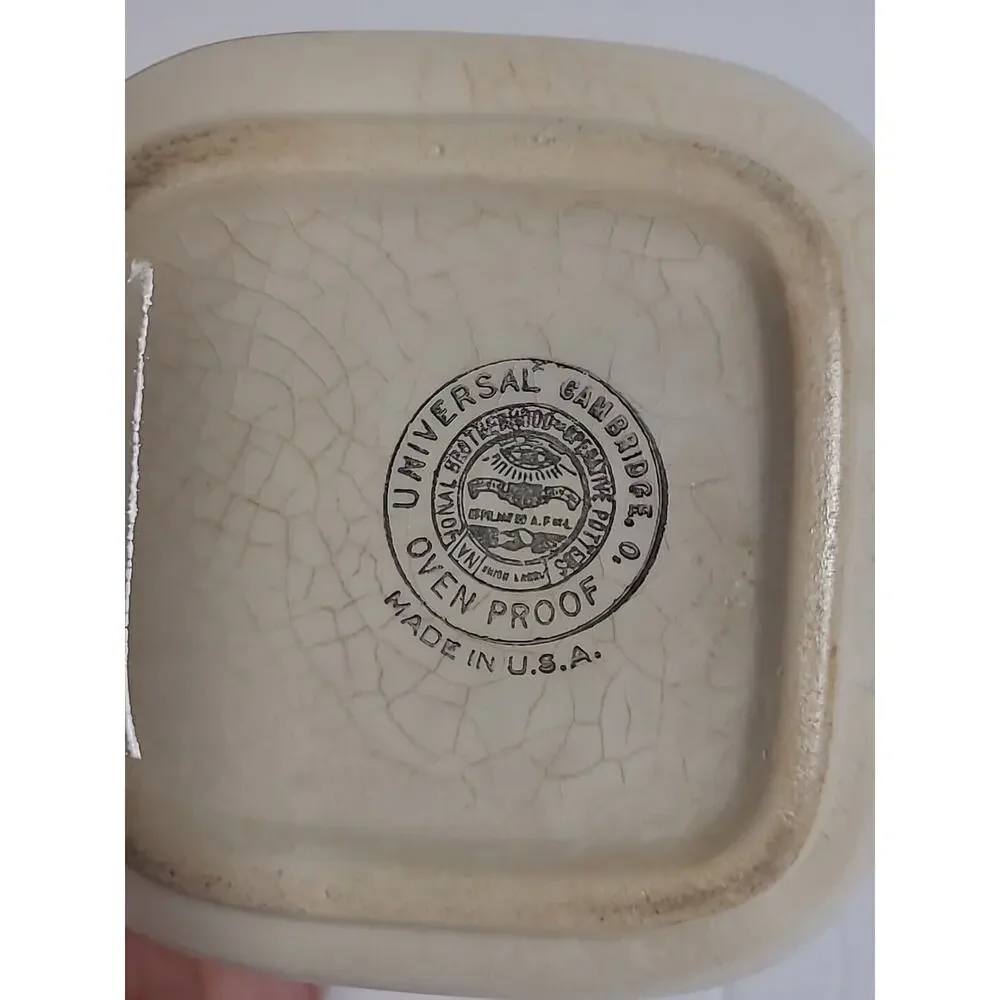 Universal Cambridge Oven Proof Square Dish Orange Flower Mid Century Vintage